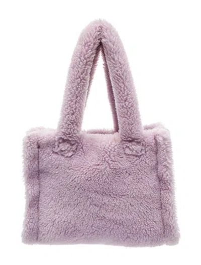 Pre-owned Stand Studio Faux Fur Top Handle Bag In Purple