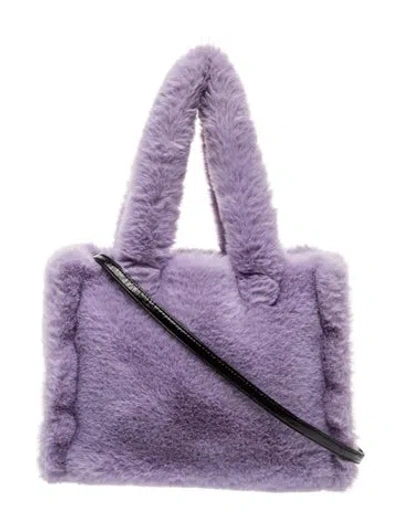 Pre-owned Stand Studio Faux Fur Top Handle Bag In Purple