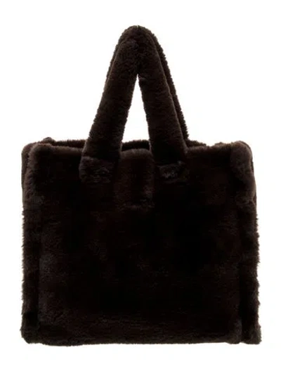Pre-owned Stand Studio Faux Fur Tote In Brown