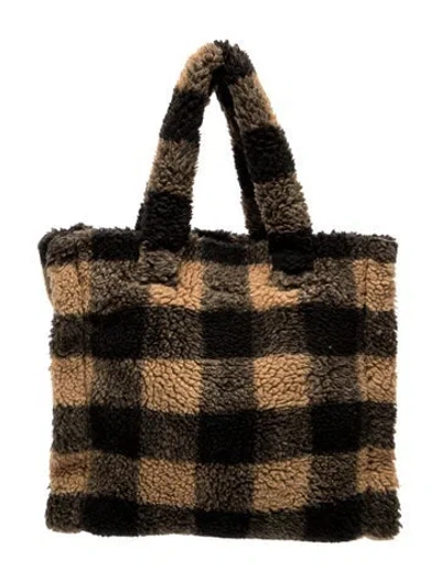 Pre-owned Stand Studio Faux Fur Tote In Brown