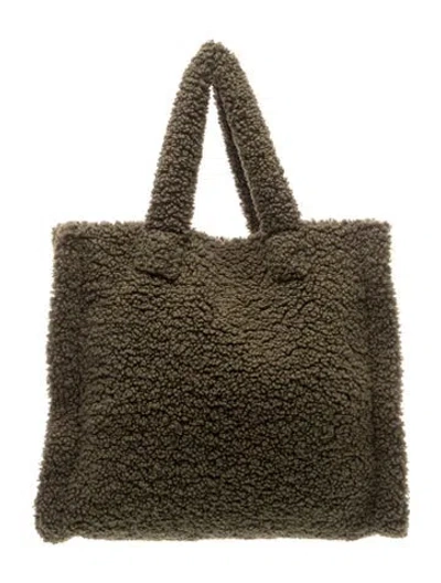 Pre-owned Stand Studio Faux Fur Tote In Green