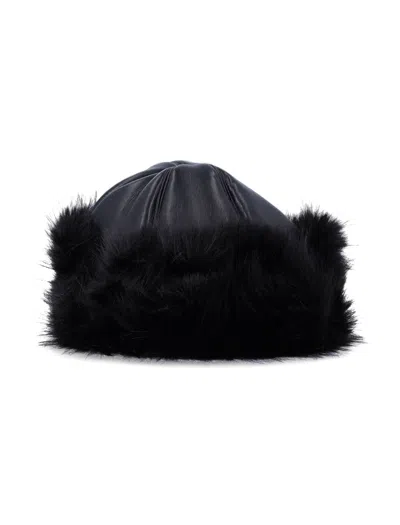 Stand Studio Faux Fur Trim Beanie In Black
