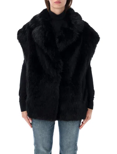 Stand Studio Faux Fur Vest In Nero