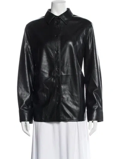 Pre-owned Stand Studio Faux Leather Biker Jacket In Black