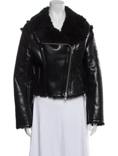 Pre-owned Stand Studio Faux Leather Biker Jacket W/ Tags In Black