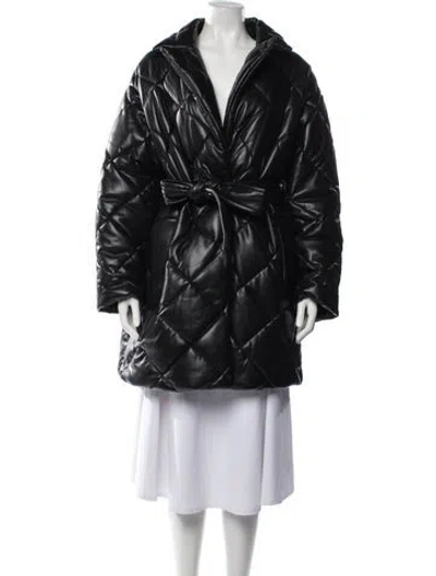 Pre-owned Stand Studio Faux Leather Down Coat W/ Tags In Black