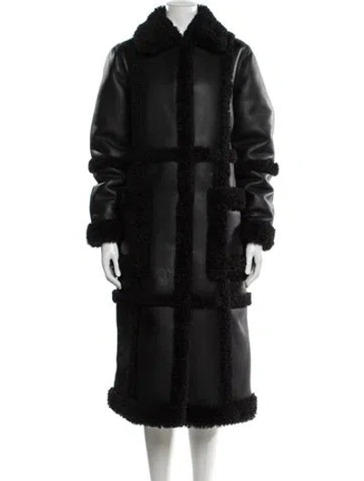 Pre-owned Stand Studio Faux Leather Faux Fur Coat In Black