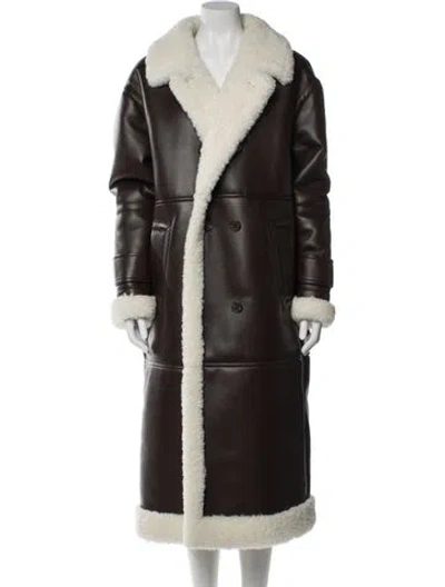 Pre-owned Stand Studio Faux Leather Faux Fur Coat In Brown