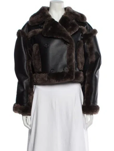 Pre-owned Stand Studio Faux Leather Faux Fur Jacket In Black