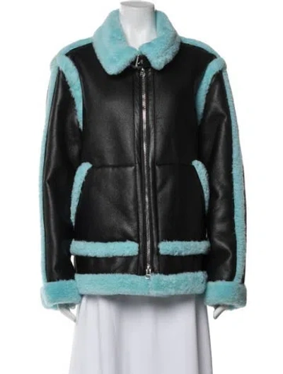 Pre-owned Stand Studio Faux Leather Faux Fur Jacket In Black