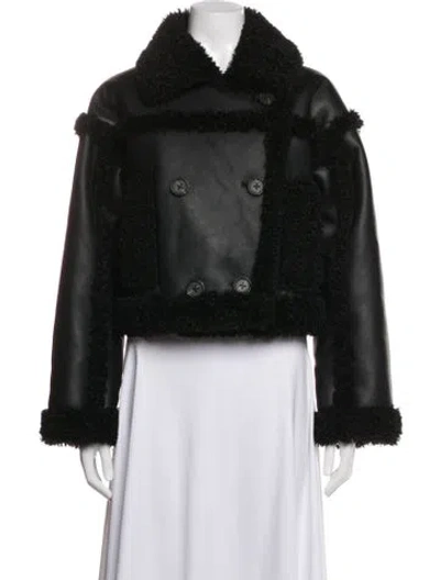 Pre-owned Stand Studio Faux Leather Faux Fur Jacket In Black