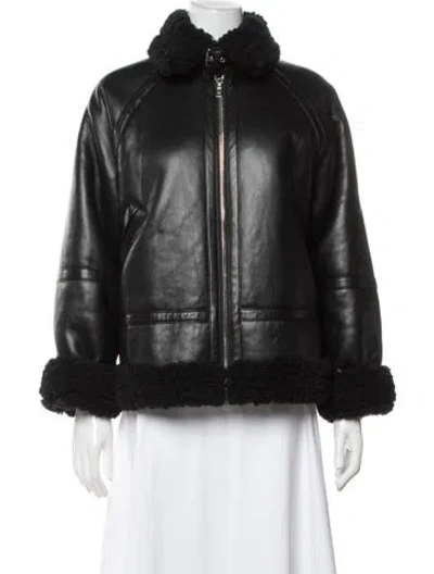 Pre-owned Stand Studio Faux Leather Faux Fur Jacket In Black