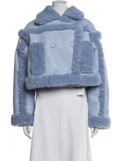 Pre-owned Stand Studio Faux Leather Faux Fur Jacket In Blue