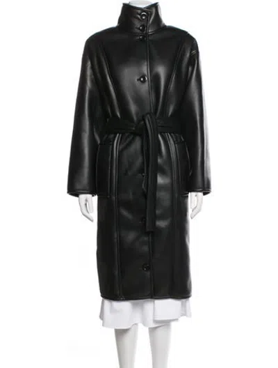 Pre-owned Stand Studio Faux Leather Fur Coat In Black