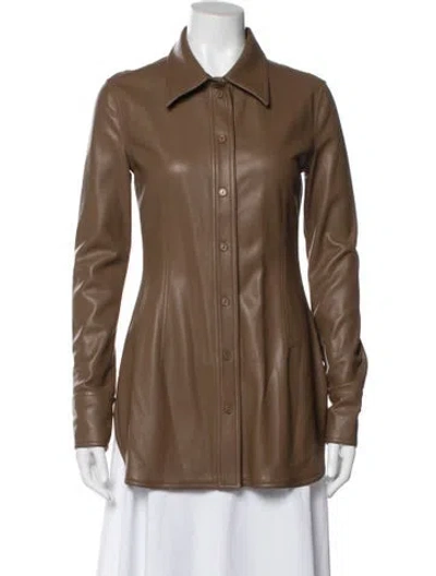 Pre-owned Stand Studio Faux Leather Jacket In Brown