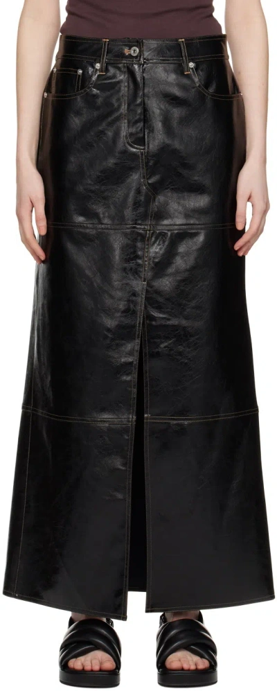 Stand Studio Faux Leather Skirt With Belt Loops In Black