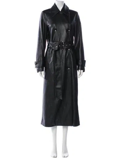 Pre-owned Stand Studio Faux Leather Trench Coat In Gray