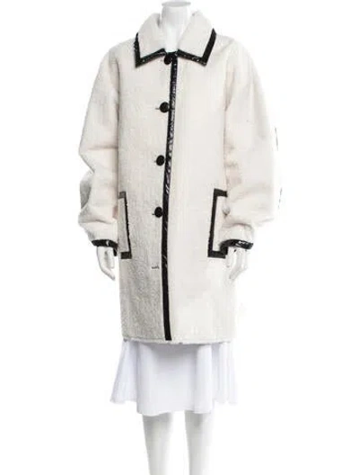 Pre-owned Stand Studio Faux Shearling Faux Fur Coat In White