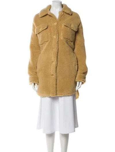 Pre-owned Stand Studio Faux Shearling Faux Fur Coat In Yellow