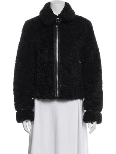 Pre-owned Stand Studio Faux Shearling Faux Fur Jacket In Black