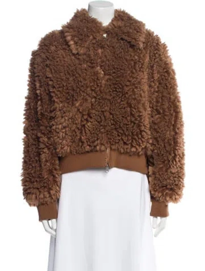 Pre-owned Stand Studio Faux Shearling Faux Fur Jacket In Brown