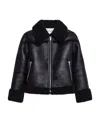 STAND STUDIO FAUX-SHEARLING TRIM ZIP-UP JACKET