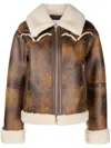 Stand Studio Eco-shearling Lessie Jacket With Front Zip In Braun