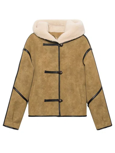 Stand Studio Fia Jacket In Shearling-effect Eco Fur In Brown