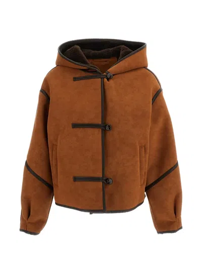 Stand Studio Fia Toggle-fastening Hooded Jacket In Brown