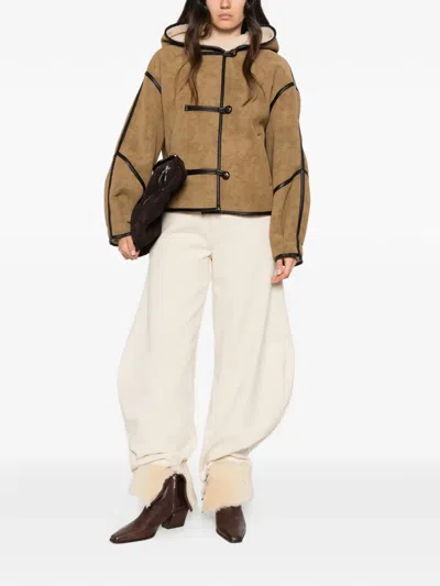 Stand Studio Fia Toggle-fastening Hooded Jacket In Brown