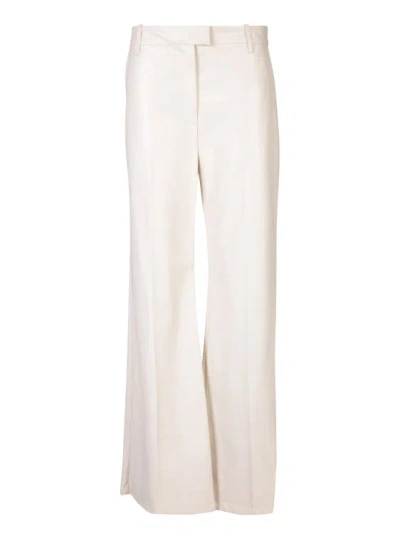 Stand Studio Flare Pants With Regular Waist. Ivory Faux Leather Fabric. Hidden Zipper Closure. In Neutrals