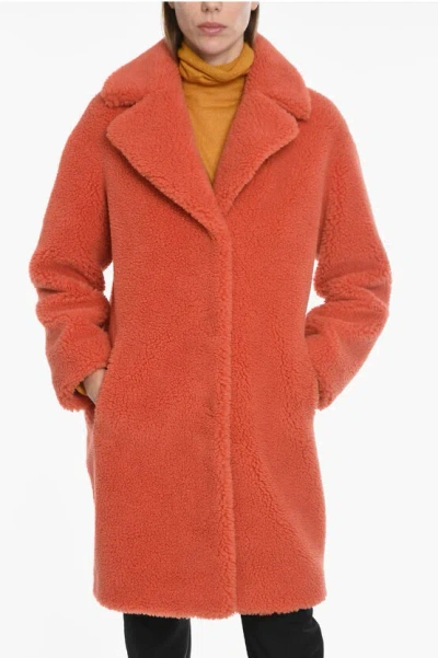 Stand Studio Flush Pocketed Camille Teddy Coat In Orange