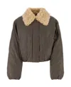 Stand Studio Brown Synthetic Leather Fran Padded Jacket In Black