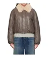 Stand Studio Taupe Fran Faux-leather Bomber Jacket In Gray