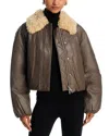Stand Studio Taupe Fran Faux-leather Bomber Jacket In Mole Brown