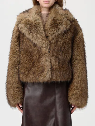 STAND STUDIO FUR COAT STAND STUDIO WOMAN COLOR BEIGE,H58626022