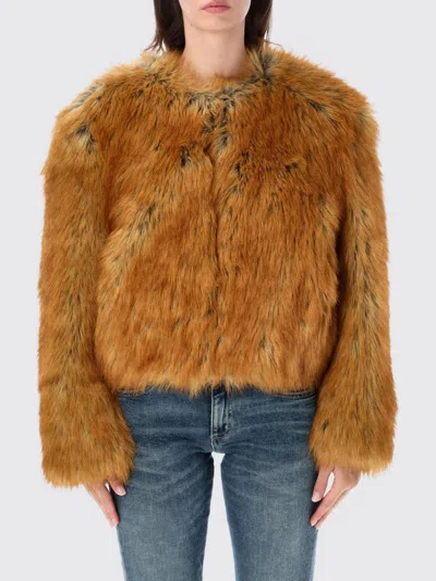 Stand Studio Fur Coat Woman Color Beige In Gold