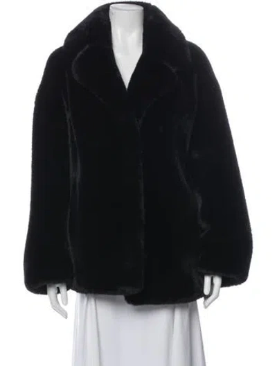 Pre-owned Stand Studio Fur Faux Fur Coat In Black
