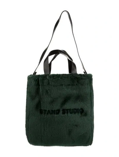 Pre-owned Stand Studio Fur Top Handle Bag In Green