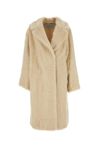 Stand Studio Woman Sand Nicole Eco Fur Coat In Brown