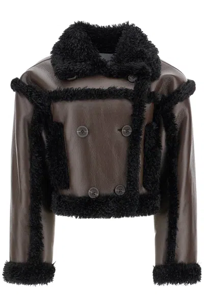 Stand Studio Giacca Cropped In Similpelle Kristy In Brown