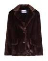Stand Studio Mid-length Plush Faux Fur Jacket In Brown