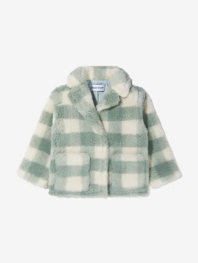 Stand Studio Kids' Check-pattern Fleece-texture Jacket In Green