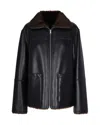 Stand Studio Reversible Jacket With High Collar And Plush Lining In Black