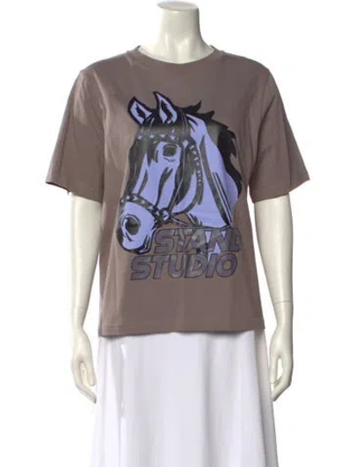 Pre-owned Stand Studio Graphic Print Crew Neck T-shirt In Neutral