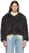 Stand Studio Gray & Black Charmaine Reversible Faux-shearling Jacket In 81031 Smoke Grey/bla