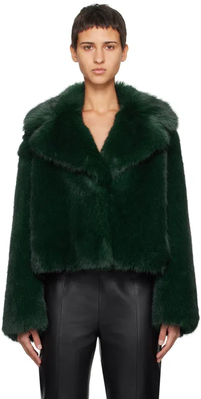 Stand Studio Green Samara Faux-fur Jacket In 56300 Emerald Green