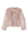 Stand Studio Cropped Faux Fur Jacket With Boxy Silhouette In Pink
