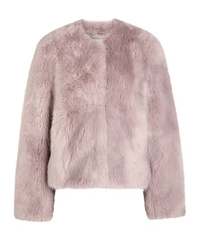 Stand Studio Halle Faux Fur Jacket In Nude