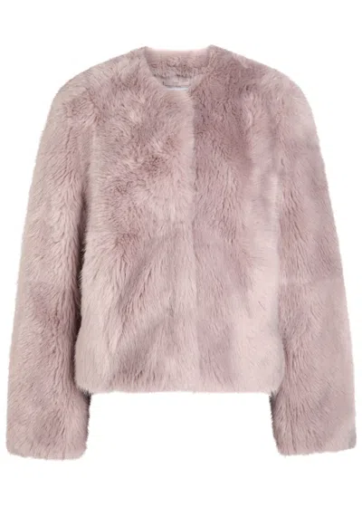 Stand Studio Halle Faux Fur Jacket In Pink